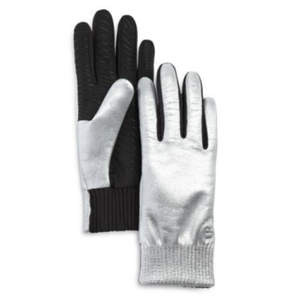 U|R powered Women Black Silver touch screen water resistant Gloves Size Large/Xl
